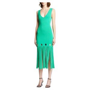 Alexis Green Cutout Fringe Midi Dress XS Like New